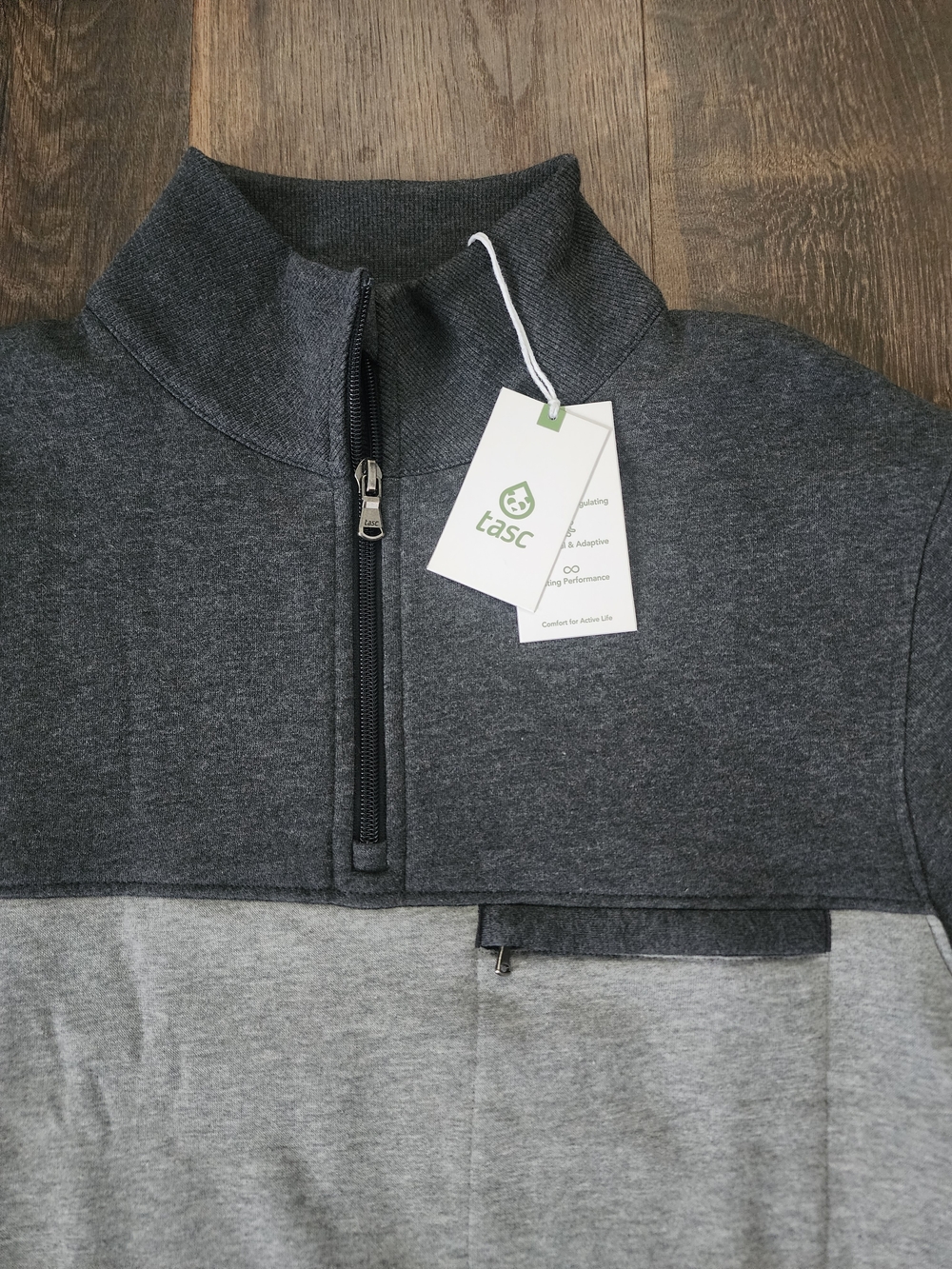 tasc Performance Men’s Quarter-Zip Colorblock Pullover - Dark Gray/Light Gray